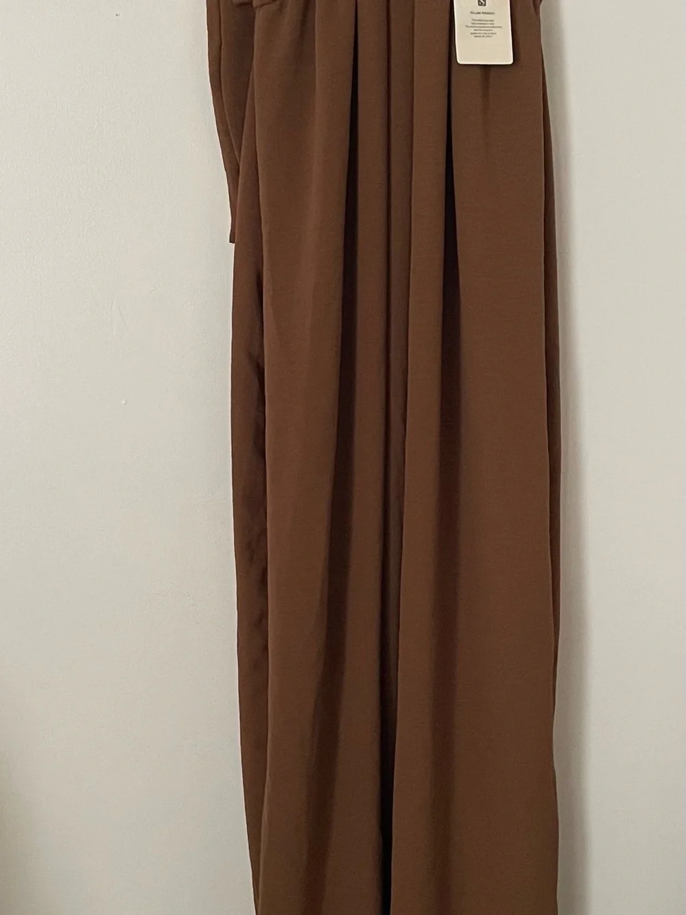 Italian made Brown Halter Maxi Dress with Gold Ring Detail - Picture 6 of 9